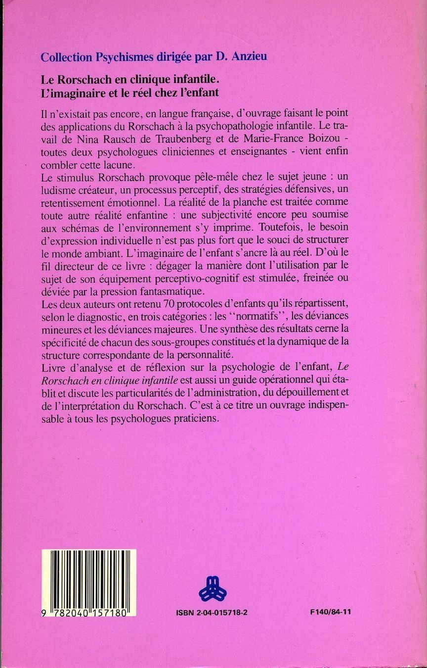 Livres: Le Rorschach en clinique infantile – D'occasion à Neuchâtel par Dualseele 1