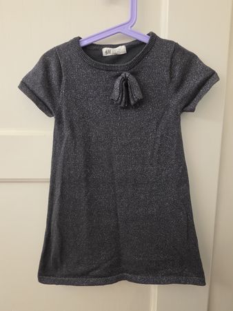 H&M Kleid glitzernd dunkelgrau Grösse 98/104 Zustand gut