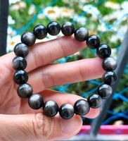 Bracelet en Obsidienne Argentée 10mm