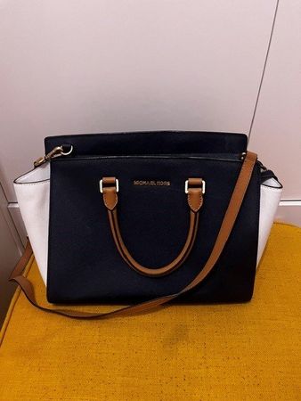 Michael Kors Selma Tasche braun/weiss/blau guter Zustand