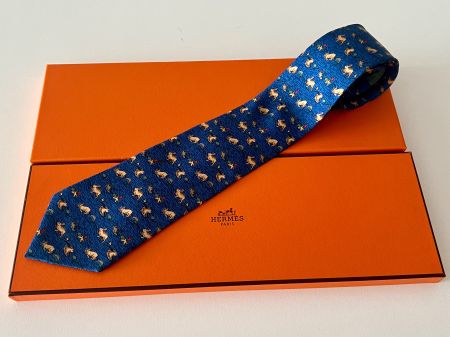 Cravate HERMES-Paris „Explorer Rabbit" - avec box original
