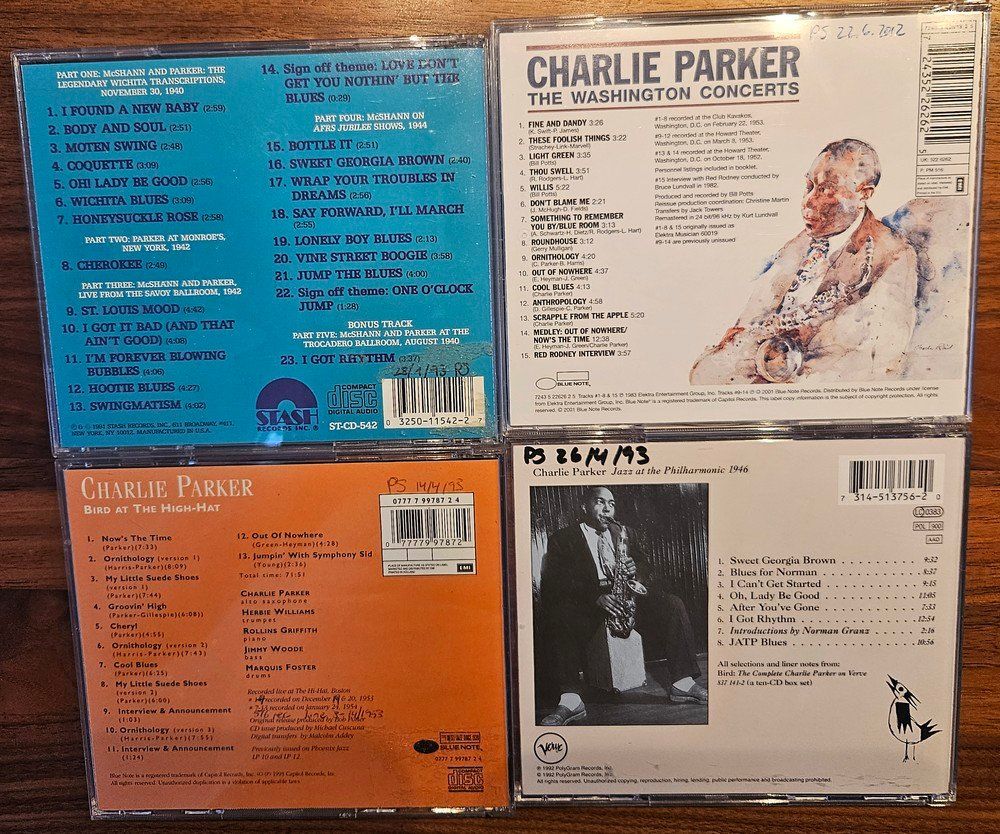 CDs: 4 Jazz CDs Charlie Parker – Gebraucht aus Zürich von phillyboy2007 1