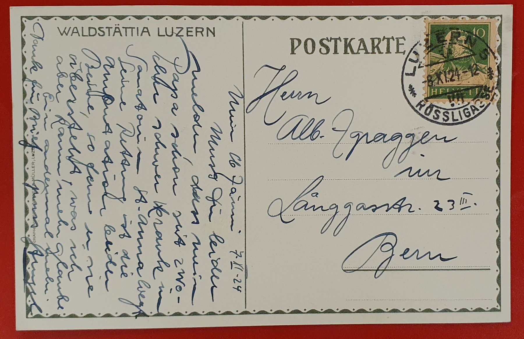 Cartes postales: Waldstättia Luzern 1924 – D'occasion à Kreuzlingen par Rschweiz1 1