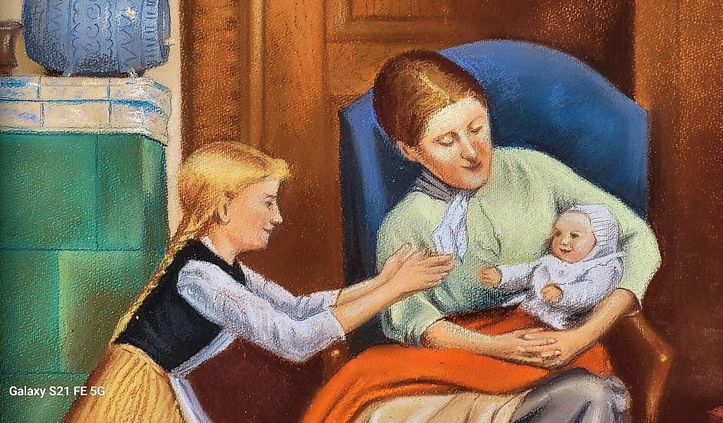 Dipinti: Pastel années 1920, copie de Albert Anker. – Usato da Lavey-Village venduto da pro_xht6 2