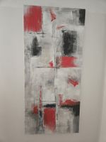 Abstraktes   Acrylbild weiss - rot- schwarz- grau. 