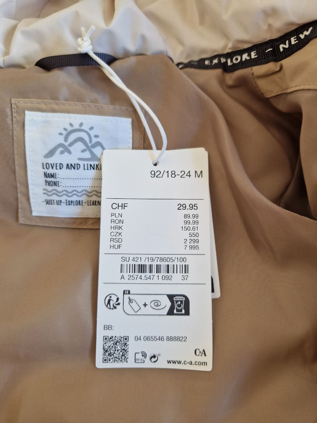 C&A Giacche & Cappotti: Winterjacke Grösse 92 – Nuovo e nell'imballaggio originale da Zürich venduto da san_2m5w 2
