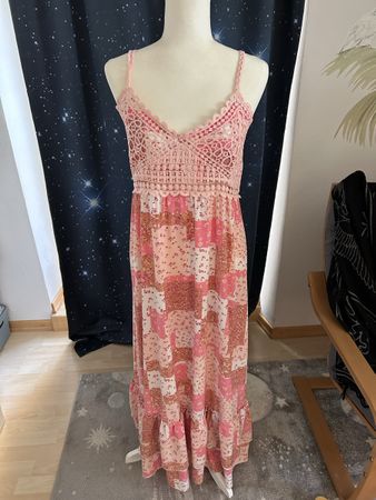 Maxikleid Rosa Patchwork-Muster Grösse M/L guter Zustand