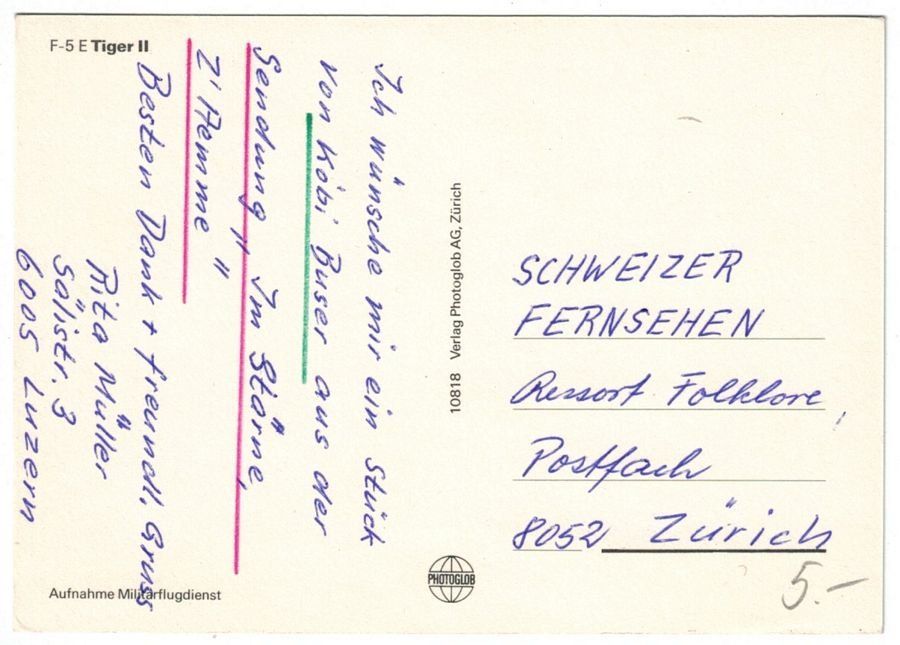 Cartoline postali: Tiger II F-5 E Militär – Usato da Frauenfeld venduto da POML 1