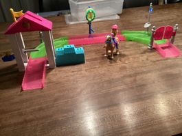 Barbie Pferderennen selbst umbaubar mit laufendem Pferd