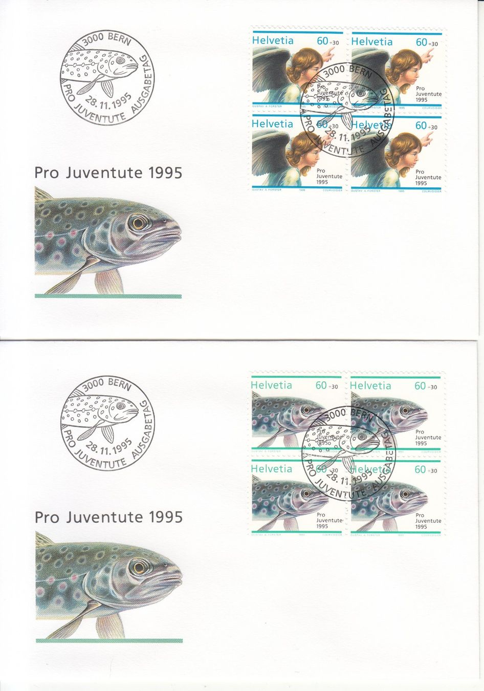 Alle Briefmarken: SBK J336 - J339 im 4er-Block FDC – Gebraucht aus Bürglen TG von StampGraf 1