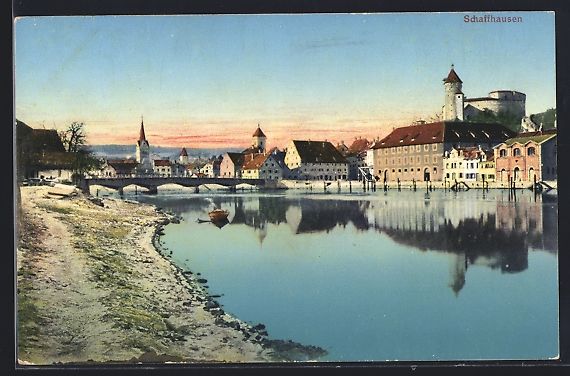 Cartoline postali: Schaffhausen, Ortspanorama mit Brücke u – Usato da Berlin venduto da bartko-reher