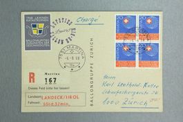 Ballonflug Aufstieg PK mit Vignette 1968 Lawinen Katastrophe