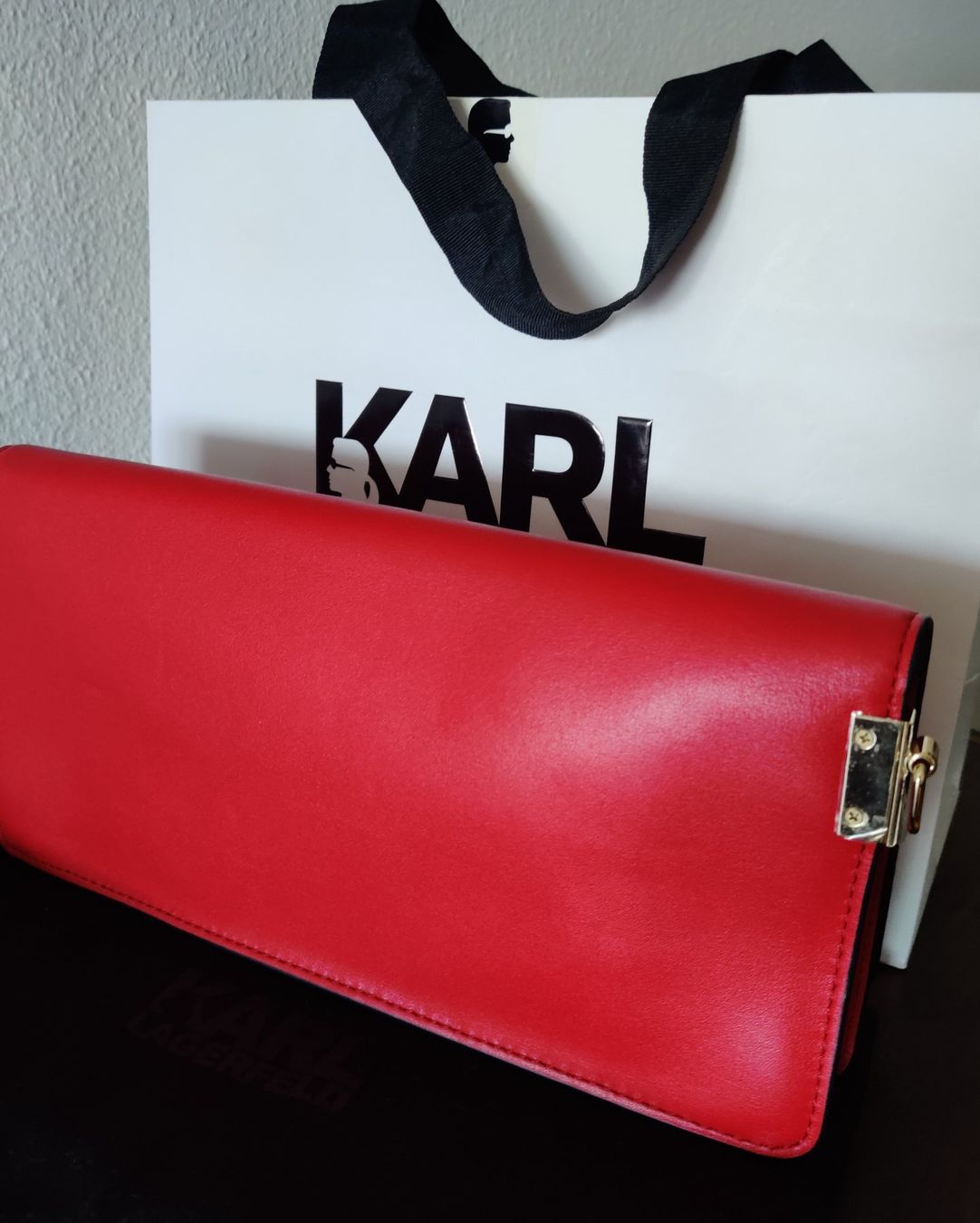 Karl Lagerfeld Borse da donna: KARL LAGERFELD LEATHER CLUTCH with HANDLE – Nuovo e nell'imballaggio originale da Zollikon venduto da ces-chic 3