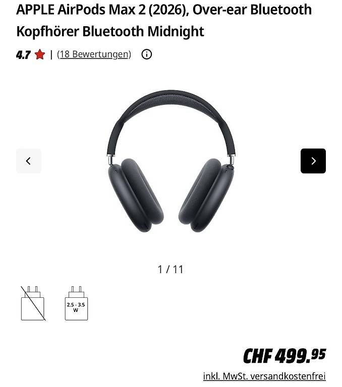 Apple Cuffie: APPLE AirPods Max 2 (2026) Midnight – Nuovo (secondo la descrizione) da St. Gallen venduto da ton_2pkx 3