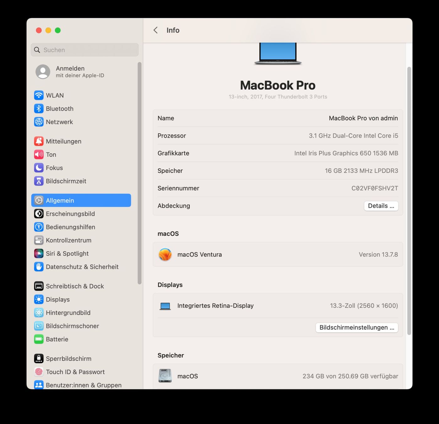 Apple Notebook: MacBook Pro 13" 2017 / 16GB / 256GB SSD / Touch Bar – Usato da Meisterschwanden venduto da Discus0 2