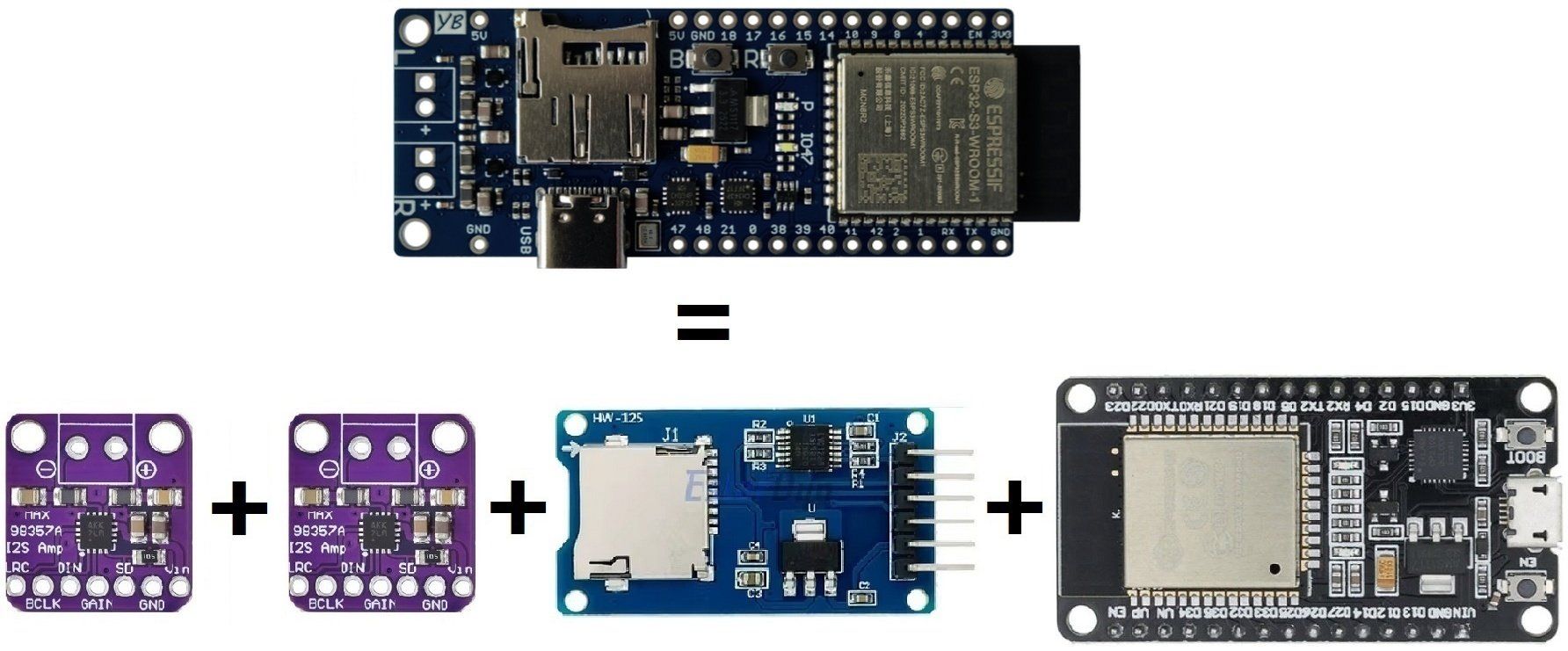 Componenti elettronici: YB-ESP32-S3-AMP DevBoard: uSD, 2xMAX98357A Audio Amp, PSRAM – Nuovo e nell'imballaggio originale da Sursee venduto da allduino 2