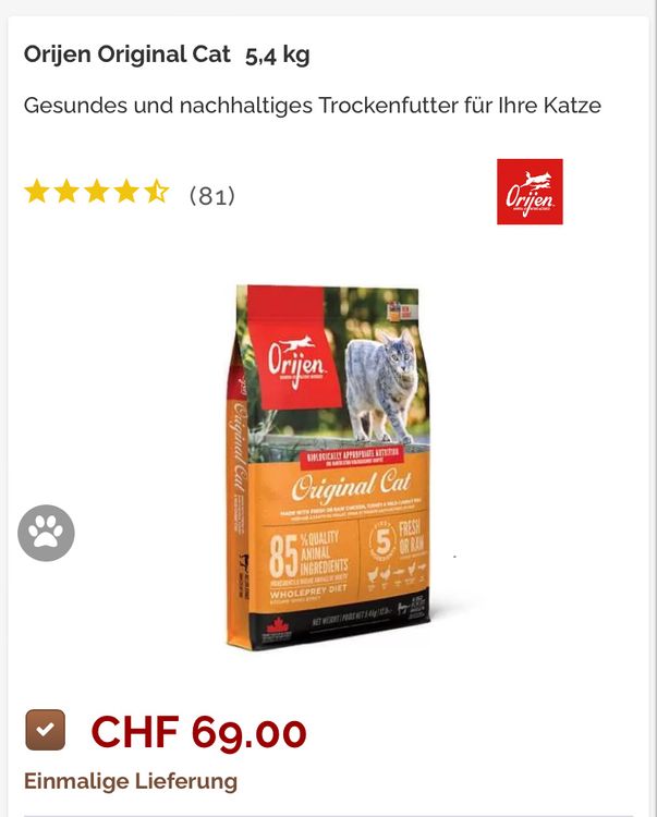 Katzenfutter Orijen Original Cat 2.345 kg (Neu (gemss Beschreibung)) in  Hnibach fr CHF 10  mit Lieferung auf Ricardo kaufen