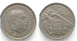5 Pesetas 1957(75) - FEHLPRÄGUNG Zainende - FRANCO