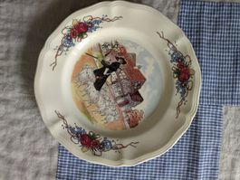 2 vintage Teller/Sarreguemines, Obernai, Frankreich/ländlich