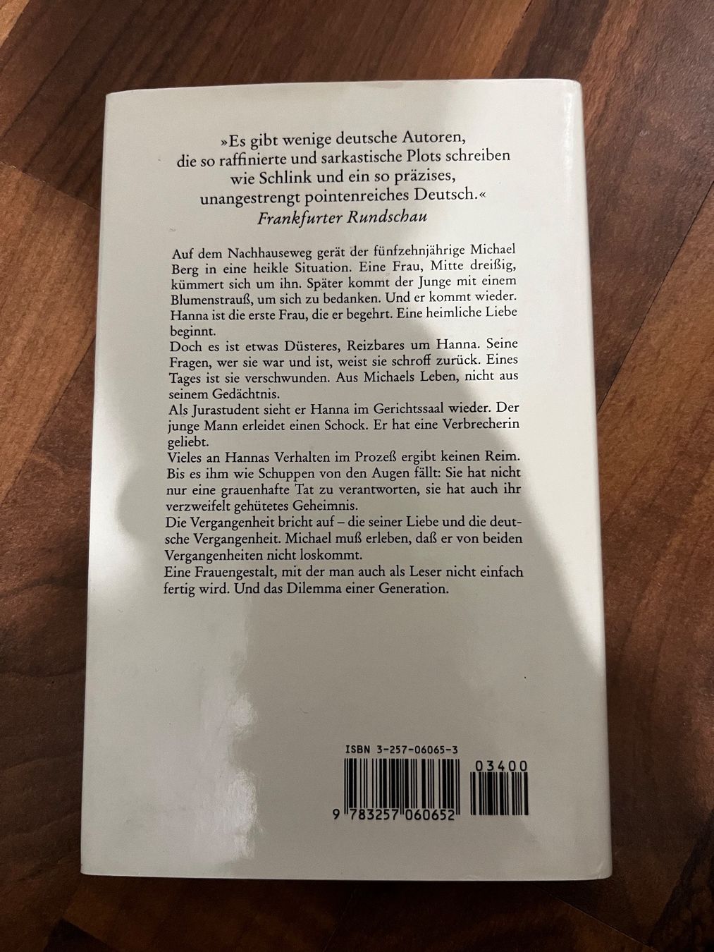 Bücher: Der Vorleser, Bernhard Schlink – Gebraucht aus Roggwil BE von adler78 1