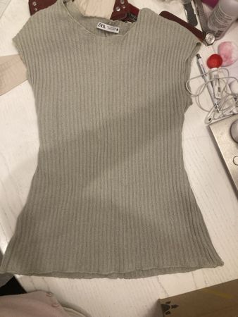 Zara Ribbed Knit Sleeveless Top Light Green Size S