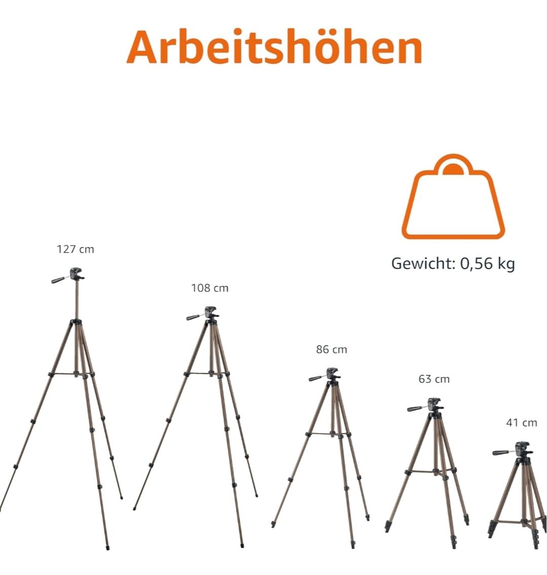 Treppiedi & Teste: Amazon Basics Kamerastativ, 127,0cm/50,0in – Nuovo e nell'imballaggio originale da Rupperswil venduto da Cordi79 3
