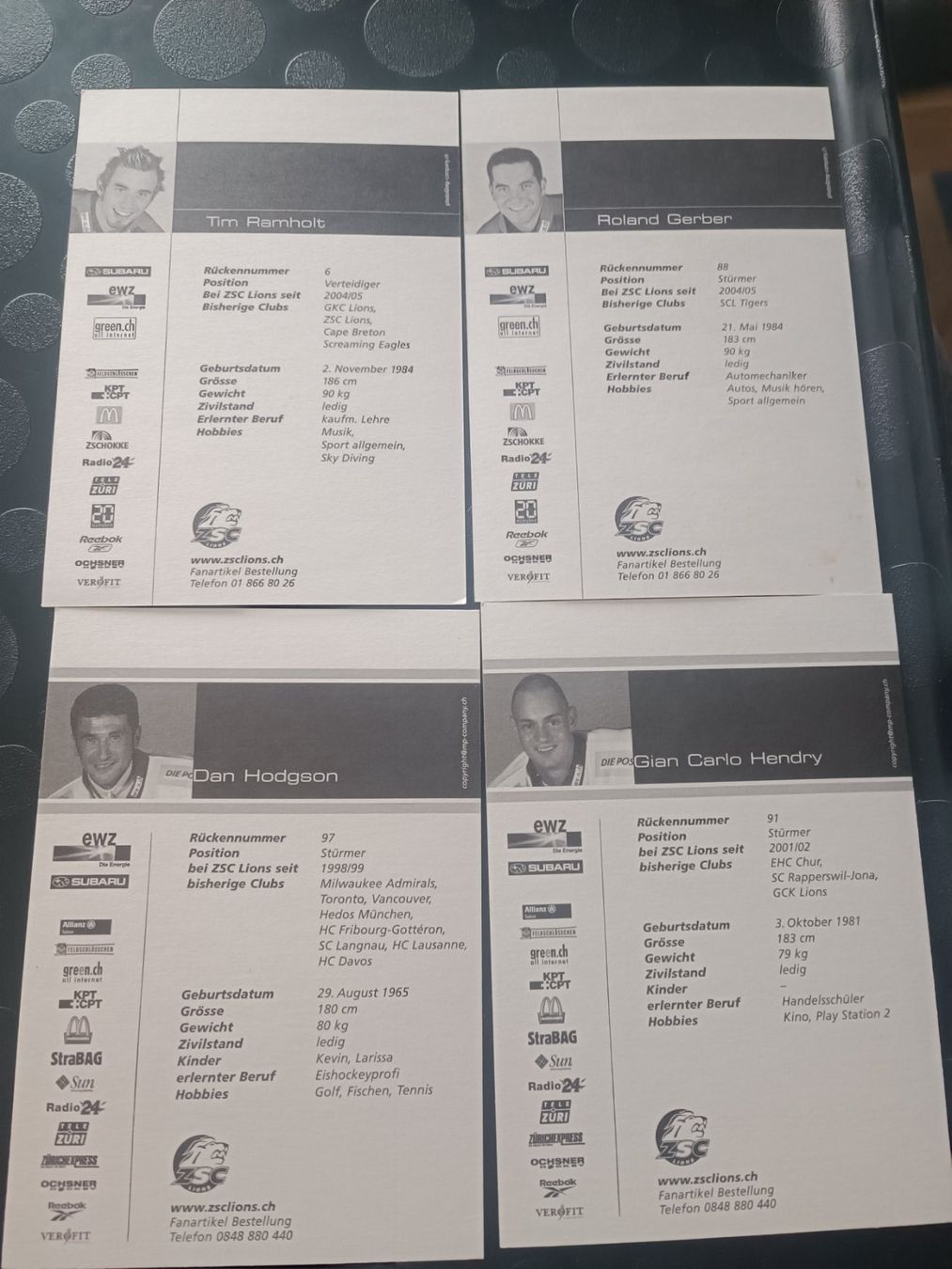 Autogramme: ZSC  Set -  4x handsigniert – Gebraucht aus Menziken von Artographs 1
