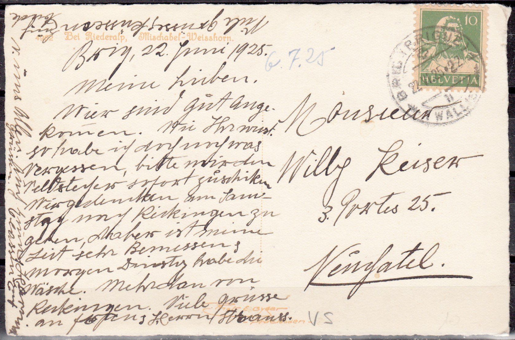 Cartes postales: AK Bei Riederalp VS – D'occasion à Herrliberg par Lfrifda 1