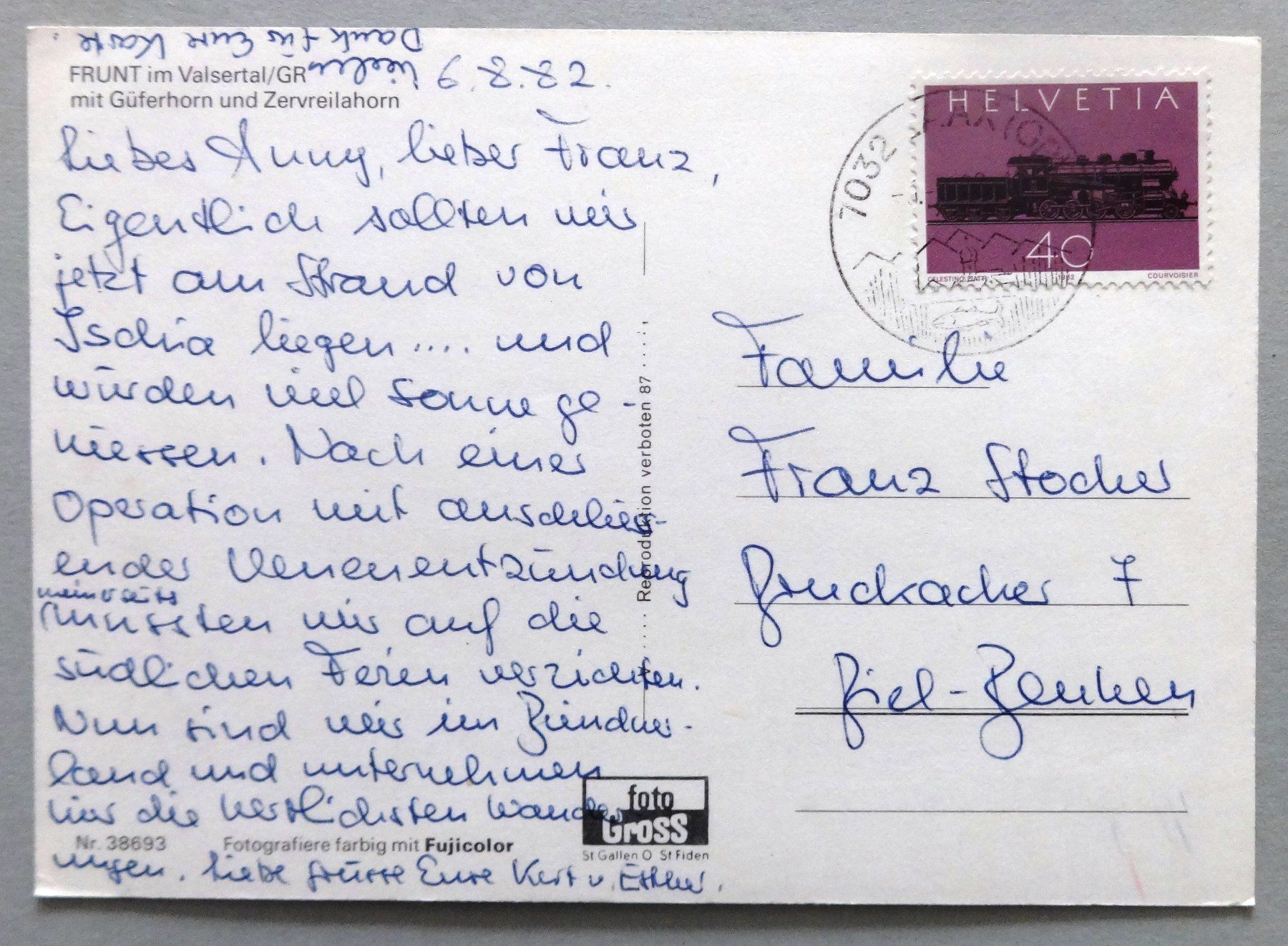 Cartoline postali: Frunt im Valsertal / GR – Usato da Fétigny venduto da Billy2miny 1