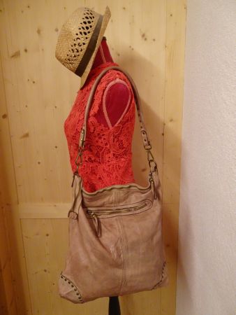 Echt Leder Tasche beige Made in Italy - Mo24.8