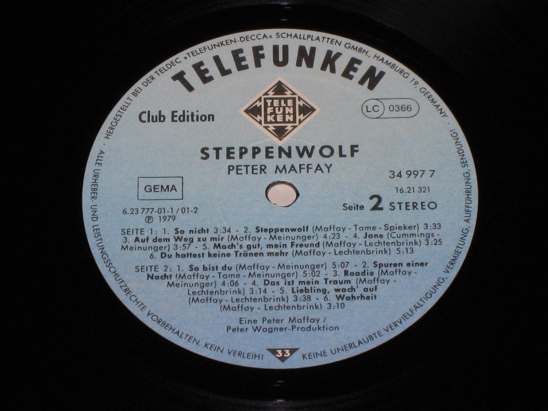 Schallplatten: LP - PETER MAFFAY - STEPPENWOLF – Gebraucht aus Steckborn von Quo7 2