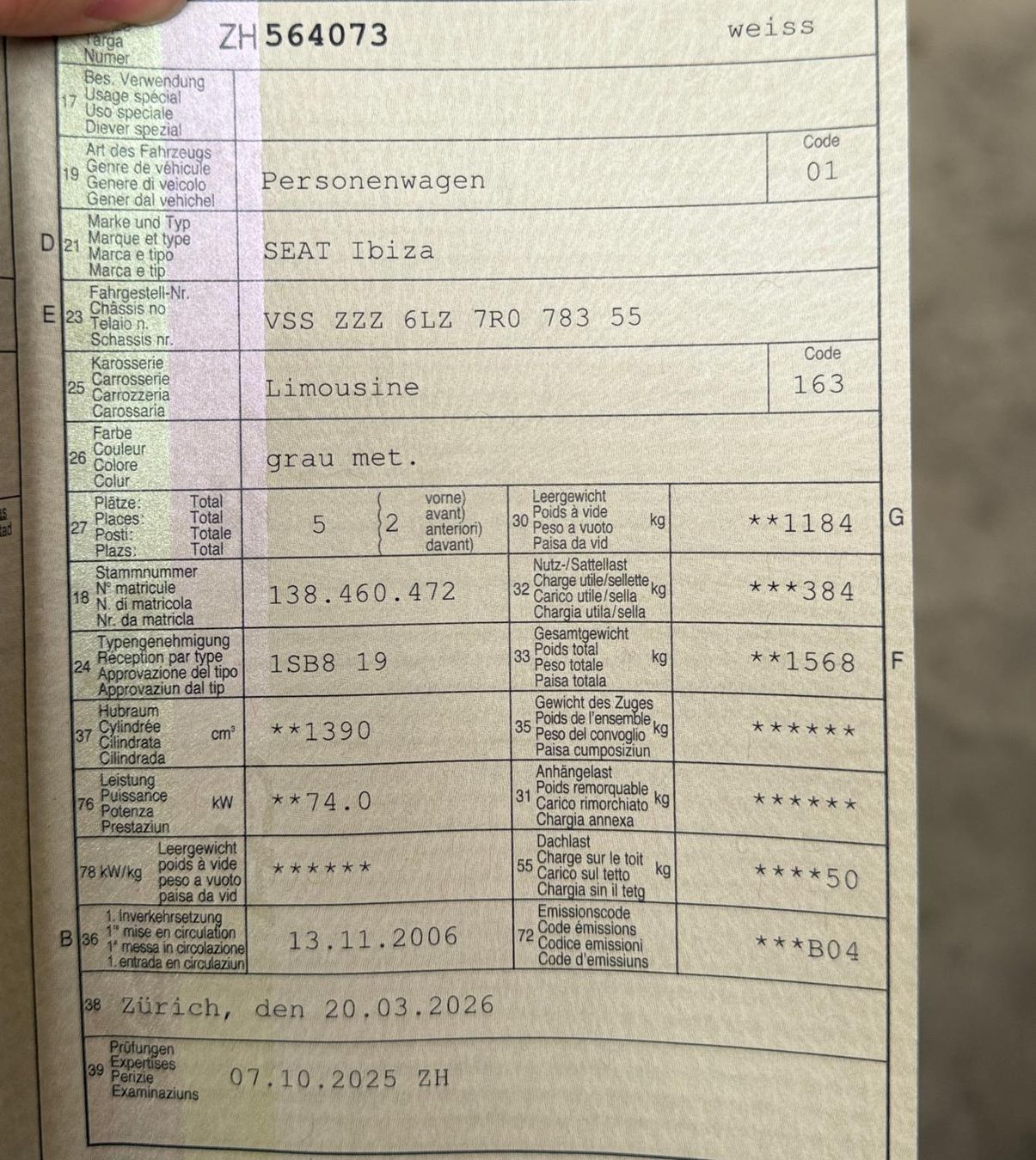 Seat Autos: Seat Ibiza 1.4 mit MFK – Gebraucht aus Hausen am Albis von Flebe04 4