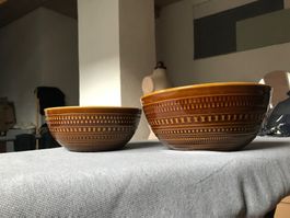 Set de 2 récipients rétro marron décorés