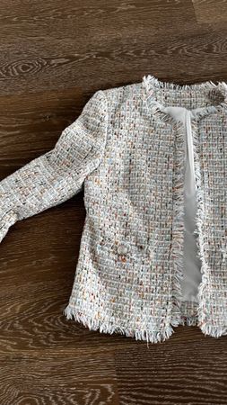 Giacca elegante tweed frangia colorata taglia S autunno