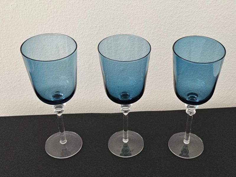 Bicchieri: 3er Set elegante blaue Weingläser Vintage – Usato da Pfäffikon ZH venduto da eric0113 2
