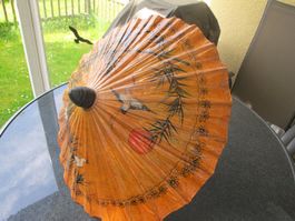 Japanischer Sonnenschirm Gefächtert Handarbeit Vintage