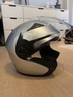 Motorrad-Klapphelm silber mit Visier, inkl. Schutzhülle