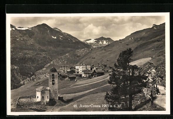 Cartoline postali: AK Avers-Cresta, Panorama mit Kapelle – Usato da Berlin venduto da bartko-reher