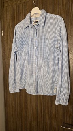 Hemd-Bluse Franco Callegari Karomuster Blau Weiss Grösse 42