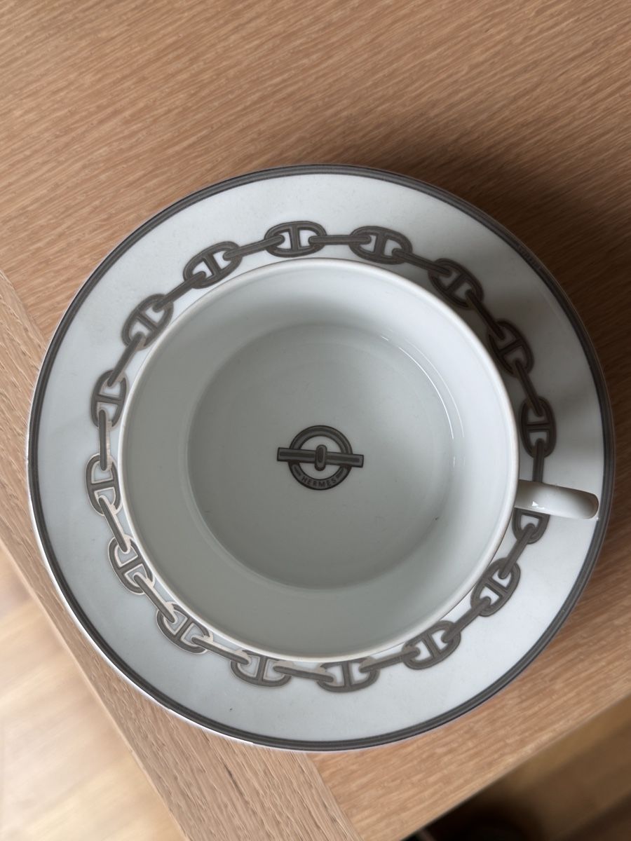 Tasse Hermès Authentique CHAINE D'ANCRE PLATINE 4134, Neuve Dans Sa Boîte, Couleur Blanche