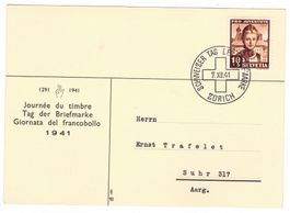 Carte de la Journée du timbre Zürich 1941 pour Suhr (S232)