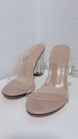 Transparente Riemchen Sandalen mit Plexi-Absatz (Gr. 39)