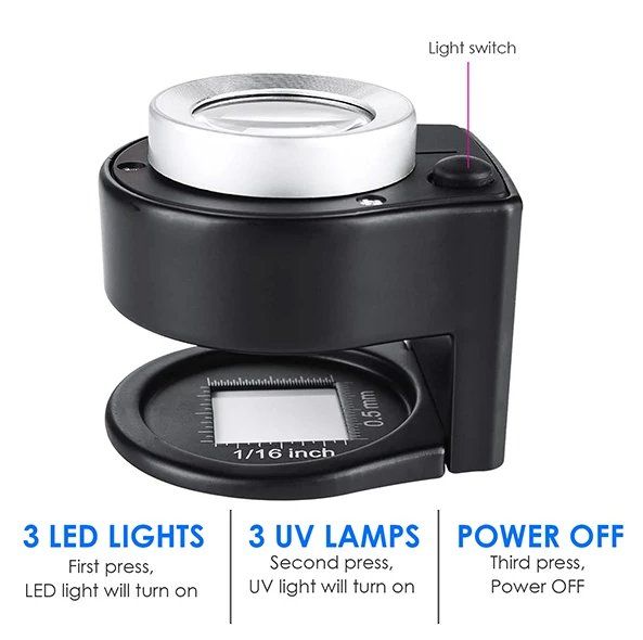 Altro per Ottica: 30X Metall Lupe mit 3 LED + 3 UV – Nuovo e nell'imballaggio originale da Châtelaine venduto da topshop.switzerland 2