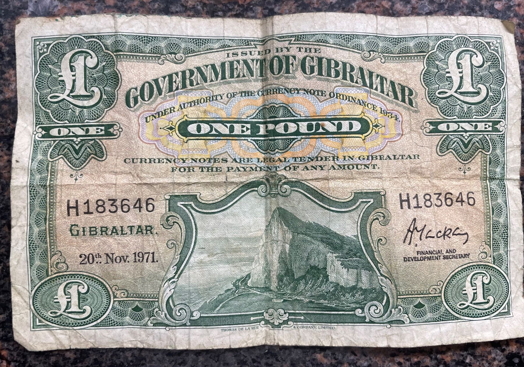 Banconote: Note One Pound Gibraltar – Usato da kloten venduto da Aepte70