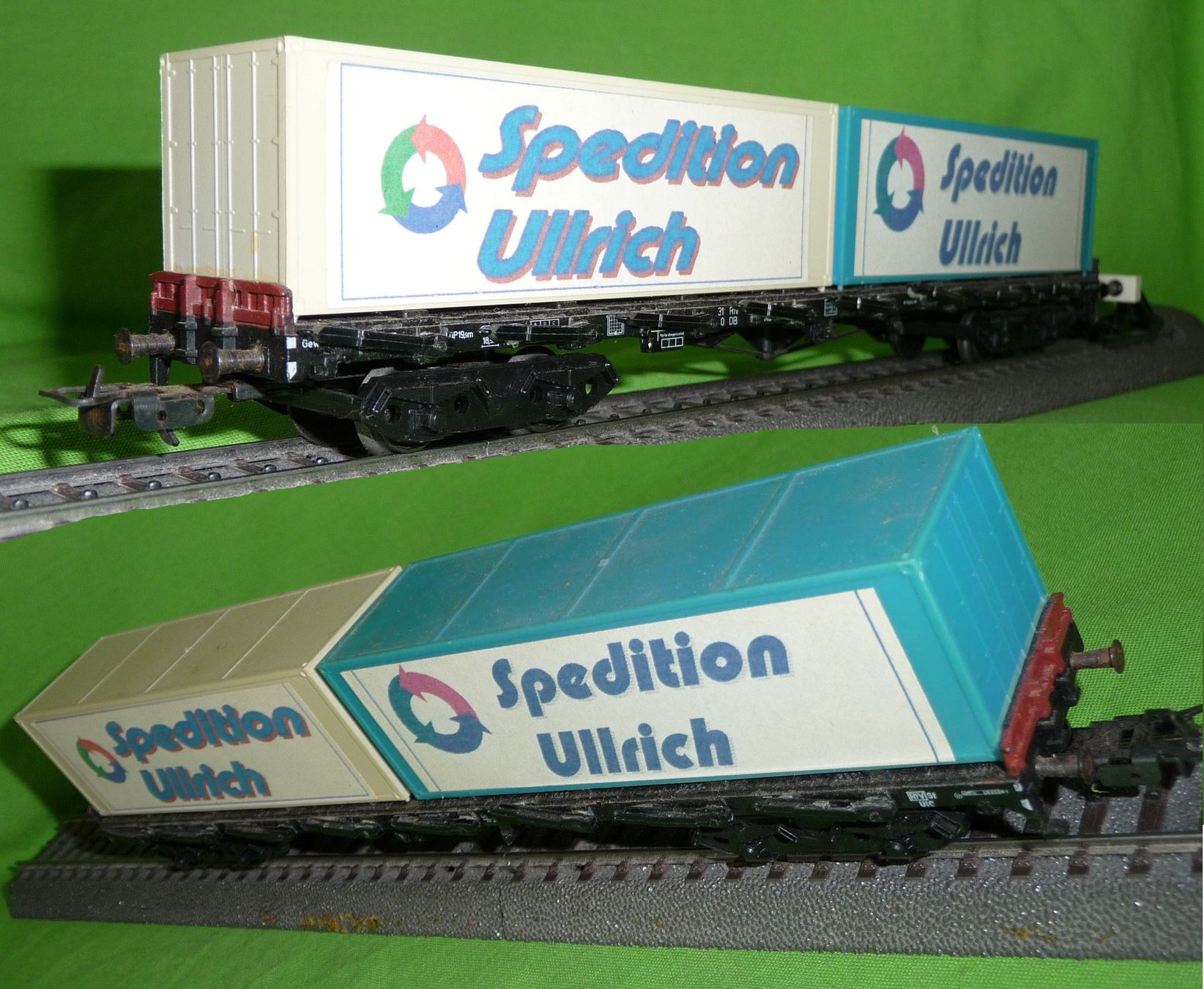 Märklin Modellini di ferrovie: DB Vierachs- Rungenwagen 4663 +2 Container Ullrich Spedition – Usato da Winterthur venduto da Ricardo211 1