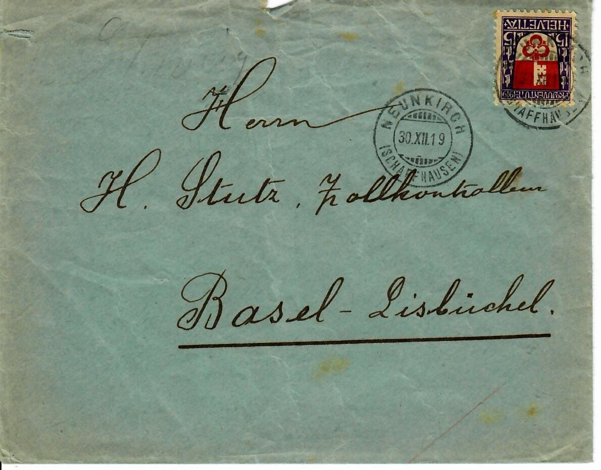 Tutti i francobolli: Brief, Neunkirch Schaffhausen 1919 – Usato da Hochdorf venduto da Ziegel-16