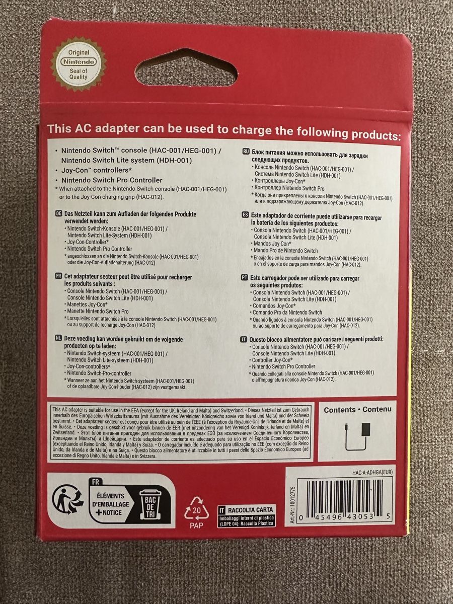 Nintendo Adattatori & Cavi: Nintendo Switch Netzteil Originalverpackt – Nuovo e nell'imballaggio originale da Biberstein venduto da Koala1995 2