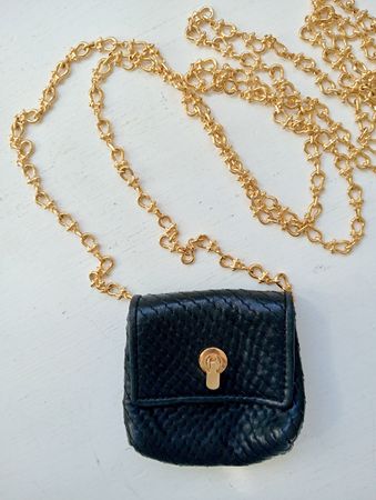 Luxus COSCI Vintage Tasche Kettengürtel Schwarz Geflochten
