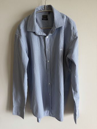 Chemise Arrow homme slim fit rayée bleu/blanc. NEUVE 19