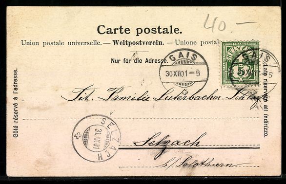 Cartoline postali: Gais, Restaurant Bahnhof, Ortsansicht mi – Usato da Berlin venduto da bartko-reher 1